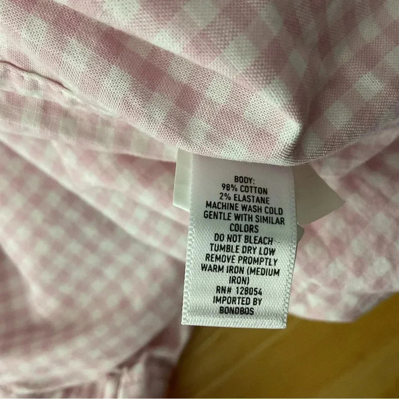 Bonobos Pink Checkered Gingham Slim Fit Button Down Shirt Size XL - Picture 6 of 8